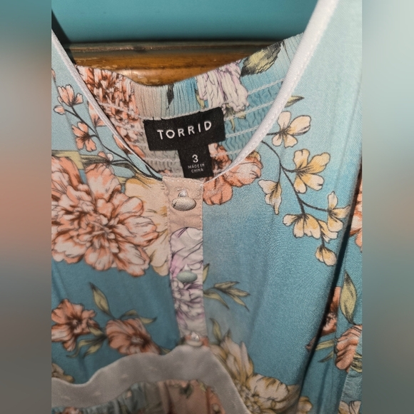 Torrid 3x Multi Floral Mesh Inset Challis Skater Midi Dress - Picture 5 of 7